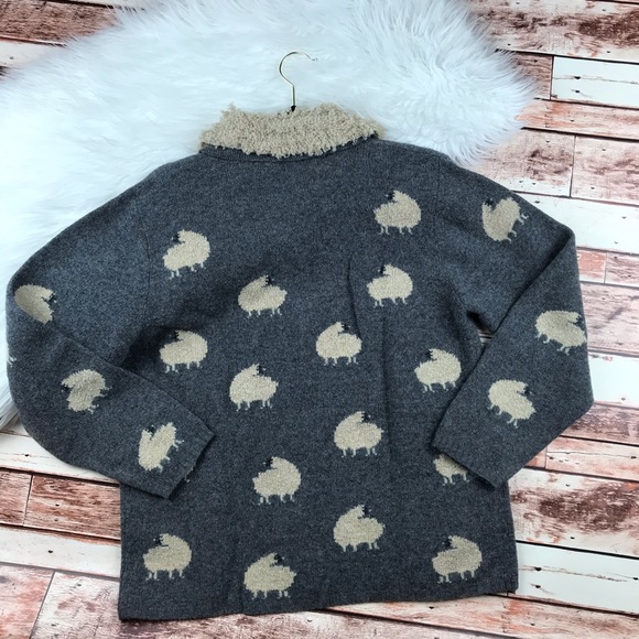 Orvis lambs wool cottagecore lamb print cardigan - Picture 6 of 6